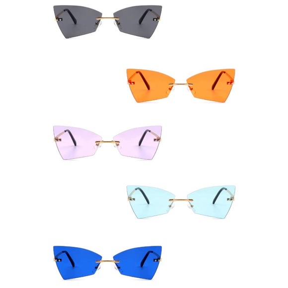 Accessories - Rimless Geometric Retro Tinted Fashion Sunglasses